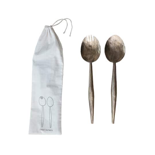 Hello Honey® Gold Electroplated Hand-Forged Metal Salad Server Set